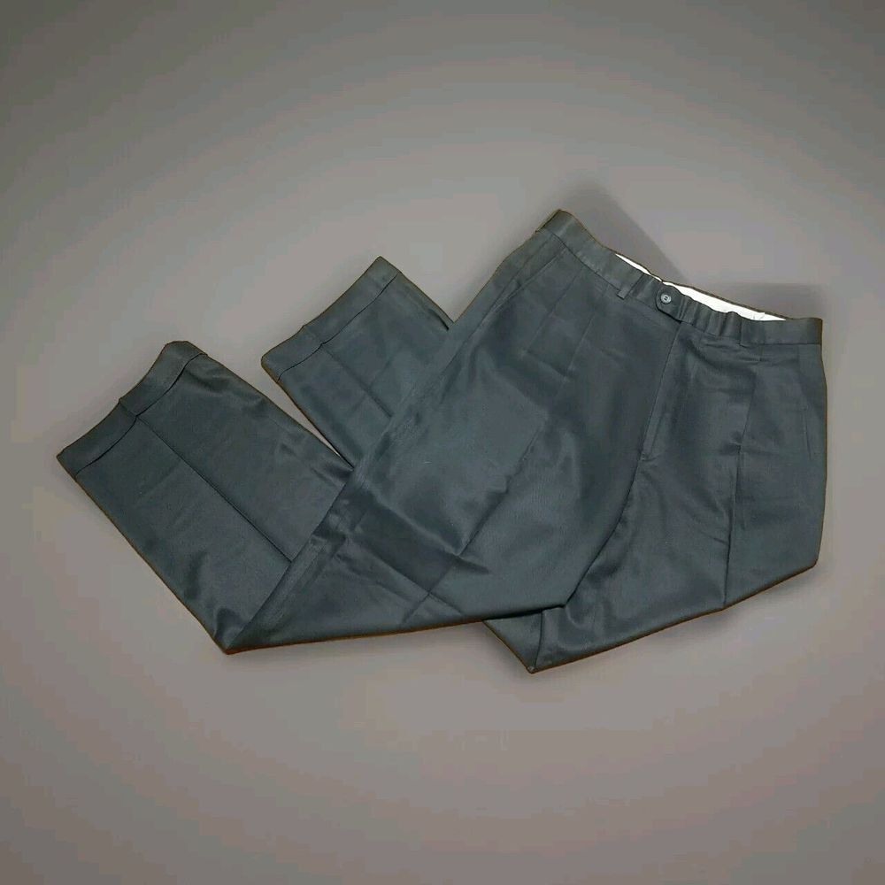 Linea Naturale Pleated Cuffed Italy Trousers Mens Dress Pants 36x30 Grey